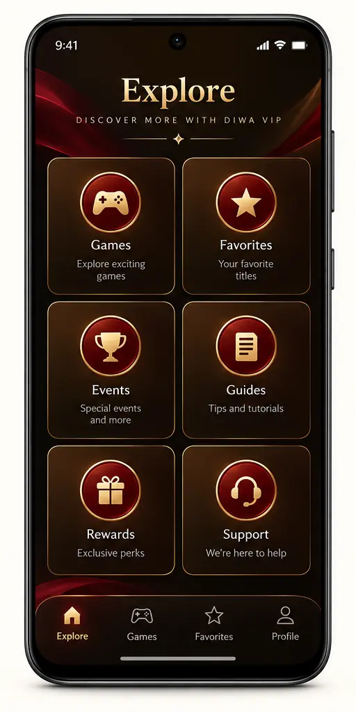 Diwa VIP Game navigation screen