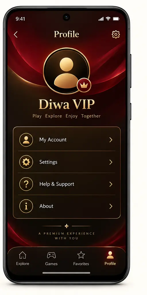 Diwa VIP Profile and settings screen