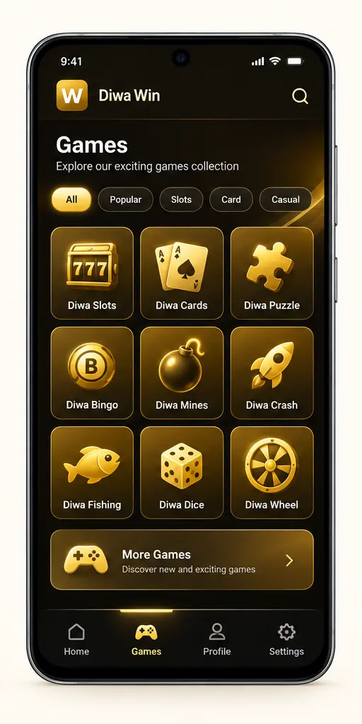 Diwa Win Game navigation screen